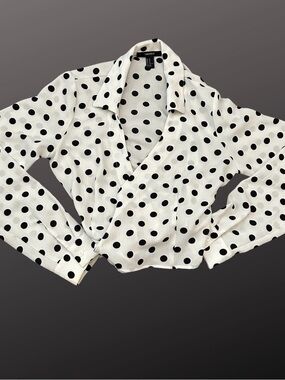 Express White/Black Polka Dot Wrap Blouse